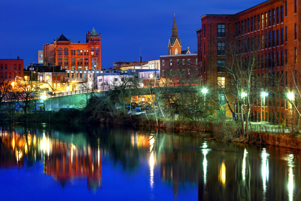 Nashua skyline along on the Merrimack River. Nashua is the second largest city in the state of New Hampshire. Nashua is known for its  livability and economic expansion as part of the Boston region